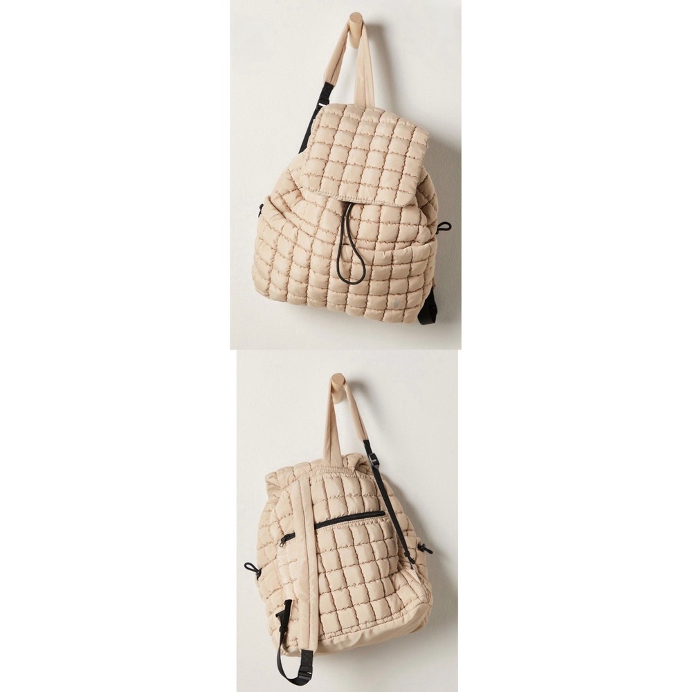 NWT Free People Movement Quilted Ivory Carryall  Hiker Backpack Keychain